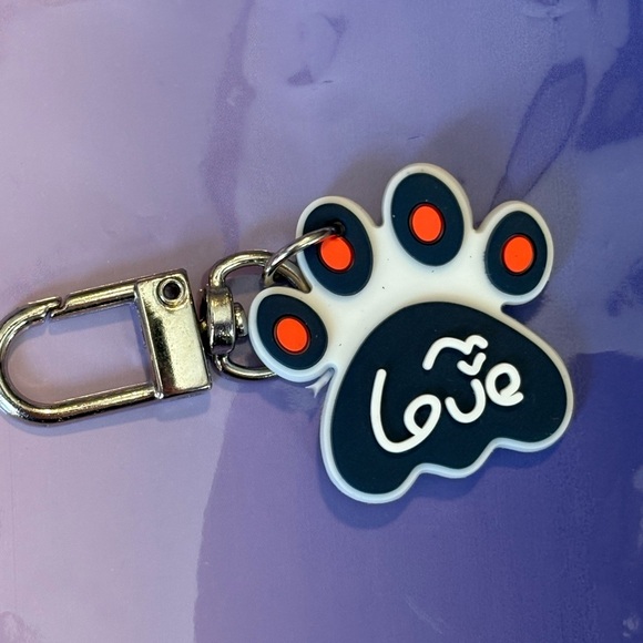 Accessories - Charming Paw Print Dog Keychain with Love Design